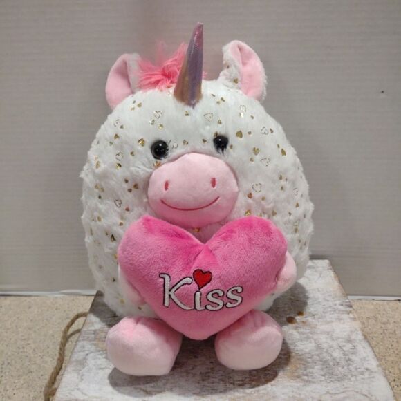 Unicorn Plushie Pink heart LOVE - Picture 1 of 4
